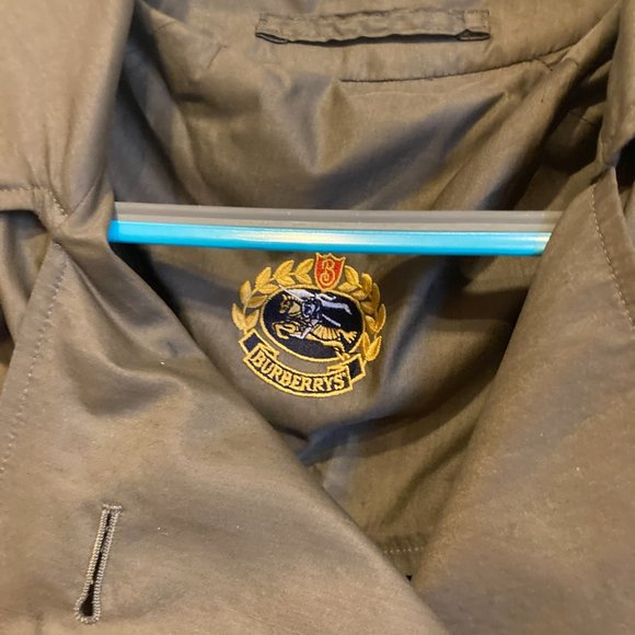 Vintage Burberry Green Silk Trench Coat Sz 6 / M/L - Picture 6 of 16